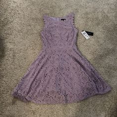 City Studio From Macy’s Dress Size 1 Juniors But Fits An Adult, Size 4 Lace Detailing, Lilac New With Tags Lilac Lace Dress, Studio City, Lace Dress, Lilac, Colorful Dresses, Wedding Dresses, Size 4, Womens Sizes, Womens Dresses