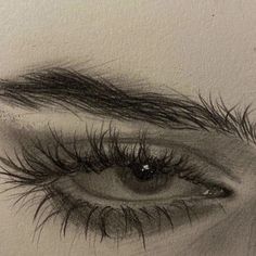 a drawing of an eye with long lashes