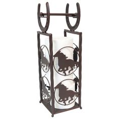 a paper towel holder with horses on it