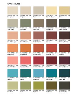 the color chart for different shades of paint