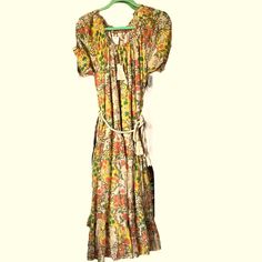 Floral Boho Maxi Dress, Fully Lined, Raw Hem, Rope Belt. Pet Friendly Home Smoke Free Home Recycled Packaging Used When Available Open To Offers Please Review All Pics And Consider These As Part Of The Item Description Unless Otherwise Noted. Due To Sensitivities/Allergies To Scents And Detergents, Most Items Are Not Laundered Before Shipment. Most People Wash Upon Receipt Anyway, So I Don’t See The Need To. All Items Thrifted/Preowned Unless Otherwise Noted. I Do My Best To Check Them For Flaws Bohemian Fitted Floral Dress For Daywear, Fitted Bohemian Floral Dress For Daywear, Spring Peasant Short Sleeve Dress, Peasant Style Short Sleeve Spring Dress, Fitted Peasant Dress With Floral Print, Bohemian Multicolor Dress For Daywear, Multicolor Peasant Dress For Spring, Spring Peasant Multicolor Dresses, Spring Multicolor Peasant Dresses