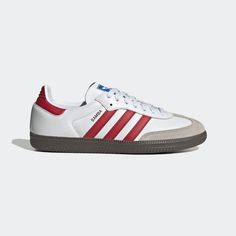 adidas Sneaker Samba OG White/Red/Gum Samba Og Shoes, Vogue France, Adidas Samba Og, نظارات شمسية, Adidas Sneaker, Mens Lifestyle, Adidas Samba Sneakers, Adidas Gazelle, Flat Boots