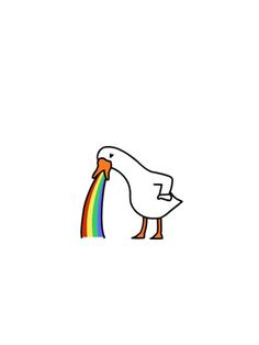 a white bird with a rainbow in its beak