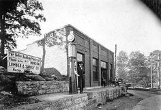 an old black and white photo of a building