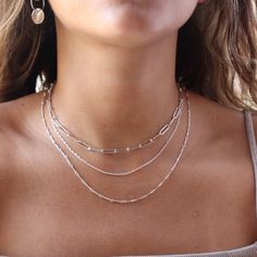 Our Gemma Chain features a timeless, dainty double rope that blends modern style with classic sophistication! It is perfect to wear alone or layer up with a fun necklace stack. DETAILS14k gold fill or sterling silverAvailable in 14", 16", 18", or 20"Hypoallergenic, waterproof, and nickel free Dainty Silver Necklace Stack, Gold And Silver Necklaces Layered, Silver Necklace Stack, Homecoming 2024, Silver Layered Necklace, Chain Necklace Silver, Simple Silver Jewelry, Necklace Stack, Sterling Silver Choker