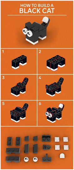 the instructions for how to build a black cat from legos and other things that are in