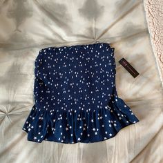 -New With Tags Fitted Star Print Summer Tops, Trendy Blue Top With Star Print, Trendy Blue Star Print Top, Fitted Star Print Tops For Summer, Fitted Blue Top With Star Print, Blue Star Print Summer Tops, Blue Star Print Tops For Summer, Blue Cotton Star Print Tops, Lace Up Tank Top