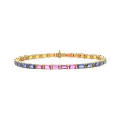 Rainbow sapphire gemstone bracelet 18k gold jewelry / Multi Sapphire Jewelry for her / Sapphire tennis bracelet / zorayajewels STONE DETAILS : ❋ Stone : Rainbow Sapphire ❋ Stone Size : 5X3 MM Approx. (± 0.20 MM) ❋ Stone Shape : Octagon Cut ❋ Stone Weight : 10.59 Cts. Approx. ❋ Stone Type : Natural METAL DETAILS : ❋ Metal Purity : Solid 18K Gold  ❋ Metal Color : Yellow Gold ❋ Bracelet Length : 7.00 Inches Approx. ❋ Gross Weight : 10.590 Gms. Approx. ❋ Gold Net Weight : 8.472 Gms. Approx. ❋ Making Elegant Multi-stone Sapphire Bracelet, Elegant Sapphire Multi-stone Bracelet, Sapphire Tennis Bracelet, Gold Schmuck, Rainbow Sapphires, Multi Sapphire, Wedding Jewelry Bracelets, 18k Gold Jewelry, Yellow Gold Bracelet