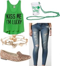 St. Patrick's Day Outfit Idea 3 St Pattys Day Outfit, Ripped Jeans Style, Day Outfit Ideas, St Paddys Day, Green Outfit