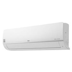 a white air conditioner mounted on the side of a wall in front of a white background