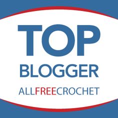 the top blogger allfreecrochet logo is shown in blue and red colors