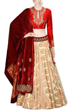 This set features a red full sleeves blouse in dupion base appliqued with floral gold and silver sequins embellishment, dori and dabka embroidery on the front and back neckline and sleeves. It has flo Festive Long Sleeve Kundan Anarkali Set, Long Sleeve Art Silk Anarkali Set With Dori Work, Red Embroidered Anarkali Set For Transitional Season, Red Anarkali Choli With Long Sleeves, Transitional Long Sleeve Choli With Dupatta, Red Silk Traditional Wear With Long Sleeves, Long Sleeve Anarkali Set With Intricate Embroidery For Festivals, Velvet Long Sleeve Traditional Designer Wear, Raw Silk Traditional Wear For Reception With Long Sleeves