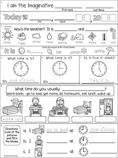 worksheet for beginning and ending the year with pictures, words and numbers on it