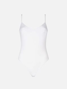 Woman one piece swimsuitwhiteThin strapsRegular fitV neckComposition: 90% Polyamide, 10% elastaneCare instructions: Cold hand wash. Do not soak. Do not iron. Do not dry off in contact with other garments. Rinse after contact with chlorine or salt water White One-piece Swimwear For Swimming, White Beachy One-piece Swimsuit, White One-piece Swimsuit For Poolside, White V-neck One Piece For Swimming, White One-piece Swimwear With Lined Body, One Piece Swimsuit White, White One Piece, White Swimsuit, Costume Intero