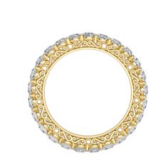 Stamped: 14K Total Ring Weight: 2.4 Grams Diamond Weight: 2.28 Carat (F-G Color, VS1-VS2 Clarity) 2.9 Millimeters - 25 Total Diamond Quantity: 25 SKU: [602828] Yellow Gold Moissanite Eternity Band With Diamond Cut, Gold Moissanite Eternity Band With Diamond Cut, Yellow Gold Eternity Band With Halo Design For Anniversary, Round Halo Eternity Band In Fine Jewelry, Yellow Gold Eternity Band With Halo Design, Gold Moissanite Eternity Band, Round Yellow Gold Eternity Band With Diamond Cut, Yellow Gold Eternity Band With Diamond Cut, Gold Moissanite Eternity Band With Vvs Clarity