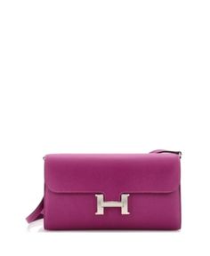 Pre-Owned Hermes Constance To Go Wallet Epsom. Condition: Great. Designer Tan Wallet For Evening, Elegant Tan Evening Wallet, Hermes Constance To Go, Hermes Constance Bag, Hermes Constance, Hermes Handbags, Purple Bags, Hermes Bag, Pick Up