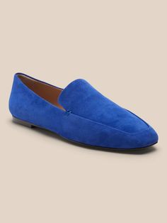 Slip-on Suede Flat Loafers, Suede Slip-ons With Flat Heel, Medium Width Suede Slip-on Loafers, Classic Flat Suede Slip-ons, Modern Suede Flats With Flat Heel, Suede Loafers With Removable Insole And Almond Toe, Slip-on Suede Flats With Almond Toe, Flat Suede Loafers With Stitched Sole, Suede Loafers With Removable Insole