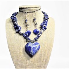 Sodalite Stone Necklace And Earrings Set Necklace : 18 Length Earrings : 3 Inches Blue Sodalite Jewelry With Natural Stones, Blue Sodalite Jewelry, Necklace And Earrings Set, Set Necklace, Necklace And Earrings, Earrings Set, Stone Necklace, Blue Gray, Pendant Necklaces