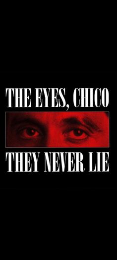 the eyes, chicago they never lie poster with an image of a man's face