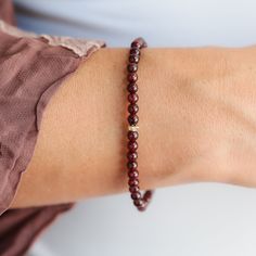 Want to save 15% off your first order? Sign up for our newsletter by visiting our website and filling out the pop up form. Receive a code by email, then send us that code through Etsy messages to save 15% off your ETSY order, sign up here: www.earthlyabundancejewelry.com  This gorgeous AAAA+ garnet is available in three options: #1 Solid 14K gold rondel #2 14k gold filled corrugated bead #3 Gold vermeil heart - 2.5 microns of gold on sterling silver D E T A I L S △ Handmade in Vancouver △ Gold v Tiny Beads, Garnet Bracelet, Garnet Gemstone, Bracelet Stack, Gold Vermeil, Favorite Jewelry, Garnet, Gold Filled, Gift For Her