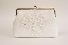 Precious Wedding White Lace Purse / bridesmaid gift /  Evening clutch / Formal Party Purse / READY T Chic Handmade Wedding Bags, Feminine Rectangular Evening Bag For Wedding, Feminine Gold Evening Bag For Wedding, Elegant Bridal Accessories With Pearl Handle For Evening, Feminine Rectangular Evening Bag For Weddings, Elegant Evening Bridal Accessories With Pearl Handle, Feminine White Evening Bag For Wedding, White Feminine Evening Bag For Wedding, Elegant Handheld Evening Bag For Wedding