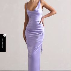 Belonging | Lilac Ruched Cowl Maxi Dress Us 6 / Lilac Nwt / Never Worn. Bought As A Bridesmaid Dress But Decided To Do With Another Option. From Site: Our Latest Satin Slip Dress Belonging Certainly Belongs In Your Wardrobe This Season, Boasting An Asymmetric Silhouette With A Draped Cowl Neckline And One Single Cami Strap. Accentuating Your Curves With Delicate Side Ruching, This Lilac Maxi Dress Would Suit Any Special Occasion From Date Nights To Destination Weddings. Features - Premium Satin Light Purple Bridesmaid Dresses, Lilac Maxi Dress, Maternity Photo Dress, Lilac Gown, Club L London, Dress Colors, Maternity Midi Dress, Purple Bridesmaid Dresses, Bridesmaid Dress Colors