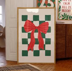 Christmas Print Making, Bow Printable, Christmas Content, Preppy Decor, Bow Art, Christmas Paintings On Canvas, Bow Print, Christmas Bow, Holiday Prints