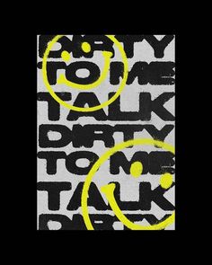 a black and yellow poster with the words talk to me on it's side