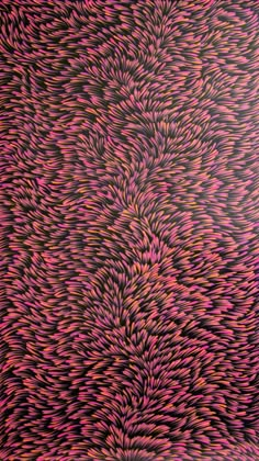 an abstract painting with pink and black colors