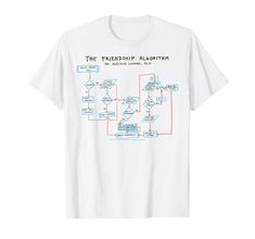 a white t - shirt with the flow diagram on it