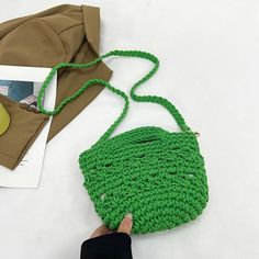 UAKISS - Handmade Woven Shoulder Bag For Women 8 Colors Knitting Handbag Small Tote Ladies Spring Summer Shopper Purse Travel Bag Beach Size (Width)24cm * (Height)15cm * (Thickness)19cm Strap length:135cm Note: 1 Inch=2.54 CM; 1 CM=0.39 Inch, Due to different batches, bag's liner may be different. Fashion designer and good price, please rest assured purchase. (All pictures are actual photos.But due to the different light and monitor setting,minor color difference maybe exist. Thank you for under Casual Green Pouch-shaped Bucket Bag, Casual Green Pouch Bucket Bag, Casual Green Bucket Bag, Green Crochet Pouch Bag For Daily Use, Casual Handmade Bucket Bag In Pouch Shape, Large Capacity Green Crochet Bag For Spring, Casual Handmade Pouch Bucket Bag, Casual Crochet Bucket Shoulder Bag, Green Shoulder Bag For Beach With Mobile Phone Pocket