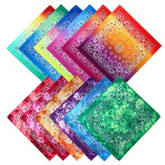 PRICES MAY VARY. MATERIAL AND DESIGN:100% pure cotton bandanas.6 pieces of gradient printing bandanas and 6 pieces of tie-dye bandanas. They were made finely under workmanship that creates elegant patterns and styles. 12 different colors can meet your needs in any occasion. TOUCH AND FEEL: Nice cotton feel, soft after 1 wash, breathable, thick but soft, sun protection and keep you cool; Colors are bright, nice for men, women, girls, boys. SIZE AND LIGHTWEIGHT: About 54*54cm / 22*22 inches;28 gra Bandana Paisley Pattern, Bandana Wreath, Halloween Bandana, Tie Dye Bandanas, Tie Dye Scarves, Head Wrap Scarf, Cotton Bandanas, Estilo Punk, Style Punk