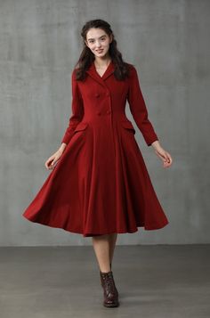 Roman Holiday 2020 | Red Wool Coat Jacket – Linennaive Red Hooded Coat, 40s Mode, 1950s Coat, Red Wool Coat, Retro Coat, Beautiful Summer Dresses, Black Winter Coat, Black Wool Coat, Womens Jackets