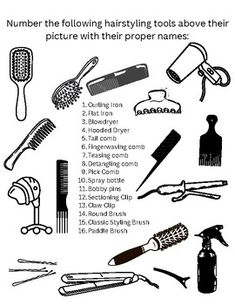 a poster with instructions on how to use the hairdryer and other items for styling