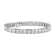 METAL SPECIFICATIONS Metal Name : White Gold 14K STONE SPECIFICATIONS Stone Name : DIAMOND Stone Cut : Princess cut Stone Specifications : There are 36 diamonds approx. 0.25 carats each. Natural earth mined diamonds. Total Stone Weight : approx. 9.00 carats Color : F/G Clarity : VS2/SI BRACELET SPECIFICATIONS Length : 7" (Can change length, please indicate about change with payment) Appraised Value : $22473 .00 Comes with Certificate All kind of customization and options available for Metals, Di Bangles Diamond, Blue Nile Jewelry, Bracelets Tennis, Jewelry Princess, Bangle Diamond, Princess Diamond Ring, Bracelets Diamond, Sparkly Bracelets, Diamond Bangles