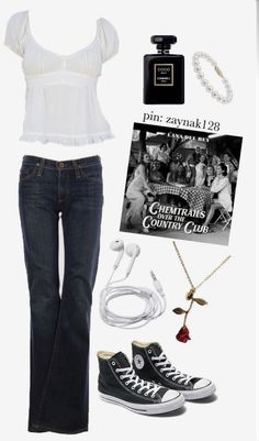 coquette outfit | trending | elena gilbert | twillight | vampire style | bella swan style | fashion | womens | cute outfit | converse | jeans and cute top Gilbert Aesthetic, 2000s Outfits, Katherine Pierce, 2000s Fashion Outfits, Zooey Deschanel, Elena Gilbert