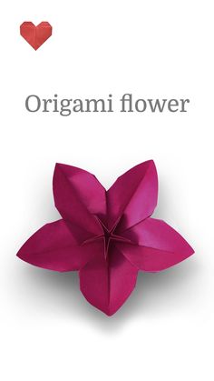 an origami flower with the words, origami flower on it's side