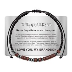 a bracelet that says to my grandson never forget how much i love you