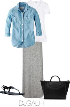 "What I Wore Today" by djgauh on Polyvore Gray Skirt Outfit, Long Grey Skirt, Modesty Matters, What I Wore Today, Fig Leaf, Grey Skirt