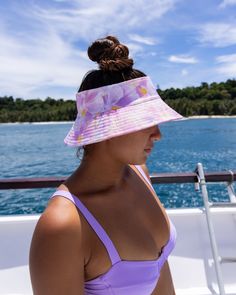 Bucket Hat - Poni - Aloha de Mele Summer Bucket Hat With Visor For Vacation, Adjustable Pink Bucket Hat For Vacation, Summer Visor Bucket Hat For Beach Season, Pink Bucket Hat With Uv Protection For Vacation, One Size Fits Most Bucket Hat For Sunbathing, Summer Bucket Hat With Uv Protection Visor, Summer Visor Bucket Hat With Uv Protection, Adjustable Bucket Hat For Poolside And Spring, Purple Short Brim Sun Hat For Summer