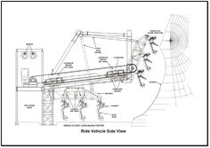 a drawing of the side view of a vehicle with parts labeled in black and white