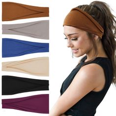 PRICES MAY VARY. HIGH QUALITY: The womens headbands are made of polyester and spandex. These headbands are breathable, stretchy, sweat absorbing, extreme soft and comfortable! SIZE: The width not stretched is about 9.25 inch, height is about 3.9 inch, the maximum width after stretch is about 15 inch .One size fits most, not too tight or too loose. NICE DESIGN: Because the headband is wide, you can keep the headband narrow or wide freely by folding it, or as a scrunchie to pull back your hair. Yo Knotted Headwrap, Summer Hair Accessories, Yoga Hair, Running Headbands, Sport Hair, Workout Headband, Yoga Headband, Sports Headbands, Boho Headband