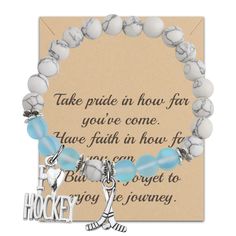 PRICES MAY VARY. ❥PACKAGE&SERVICE❥Each Hockey Charm bracelet gift comes in a high quality velvet jewelry pouches and ready for gift giving. Any question please feel free to contact us. ❥SIZE&MATERIAL❥This Hockey Bracelet Inner Diameter: 2.4 inch, fit 6"-7"wrist. circle charm:0.79inch. Made of natural beads, as it is hypoallergenic. Not rust or tarnish and safe, suitable for those with skin sensitivities. ❥HOCKEY CHRAMBRACELET❥Ice Hockey bracelet for Female Hockey Players Hockey Girls Gifts. he B Senior Hockey Gifts, Hockey Gifts For Team Diy, Hockey Coach Gift Ideas Diy, Gifts For Hockey Coach, Girls Hockey Gifts, Hockey Earrings, Hockey Bracelet, Ice Hockey Girls, Field Hockey Gifts