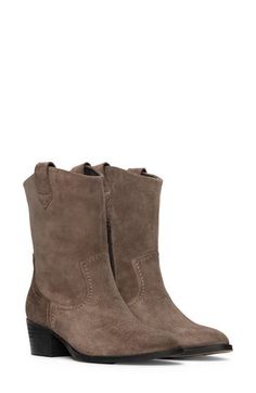 Built on a flexible rubber sole, this Western-inspired suede boot makes style effortless with its walkable block heel and quick side-zip closure. 2" heel Side zip closure Leather upper/synthetic lining/rubber sole Imported Casual Suede Heeled Boots With Suede Lining, Casual Heeled Boots With Suede Lining, Casual Suede Mid-calf Boots For Work, Western Style Suede Boots With Low Heel, Western Style Low Heel Suede Boots, Suede Boots With Zipper Closure Medium Width, Medium Width Suede Boots With Zipper Closure, Casual Low Heel Suede Heeled Boots, Casual Suede Heeled Boots With Low Heel