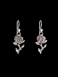 Rose Earrings Sterling Silver Rose Earrings Silver Rose Charm Rose Charms Flower Jewelry Flower Earr Silver Rose Earrings, Rose Colored Dangle Jewelry With Rose Design, Rose Gold Dangle Flower Earrings In Sterling Silver, Rose Gold Sterling Silver Dangle Flower Earrings, Rose-colored Drop Earrings With Rose Design, Silver Flower Earrings With Rose Design As Gift, Sterling Silver Rose Flower Jewelry, Sterling Silver Rose Earrings With Rose Design, Rose Design Drop Earrings In Rose Color