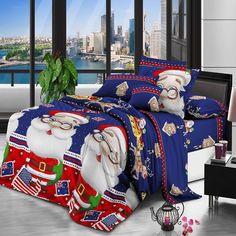 santa clause bedding set with window view