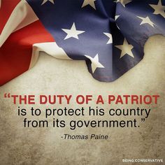 a quote from thomas paine on the duty of a patriotic flag