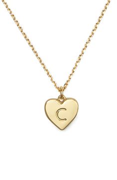 Kate Spade New York initial heart pendant necklace | Nordstrom Dainty Chain Necklace, Dainty Chain, Gold Heart Necklace, Heart Pendant Necklace, Heart Of Gold, Initial Necklace, Kate Spade New York, Heart Necklace, Heart Pendant