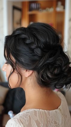 39 Bridesmaid Hairstyles That Complement Any Dress Bridesmaid Up Do Medium Hair, Bridesmaid Updo Black Hair, Bridesmaid Hair Dark Brown Updo, Bridesmaid Hair Thick, Bridesmaids Hair Medium Length, Black Hair Bridesmaid Hairstyles, Wedding Up Do Brunette, Maid Of Honor Updo Hairstyles, Brunette Wedding Updo