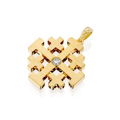 New -  Large Gold Jerusalem cross necklace with Diamond | Size B  - Yaniv fine Jewelry Necklace With Diamond, Vs Diamond, Contemporary Jewelry, Diamond Sizes, Large White, Pendant Necklaces, Colored Diamonds